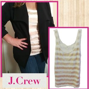 🎉J.Crew🎉 Gold White Stripe Tank Size Large